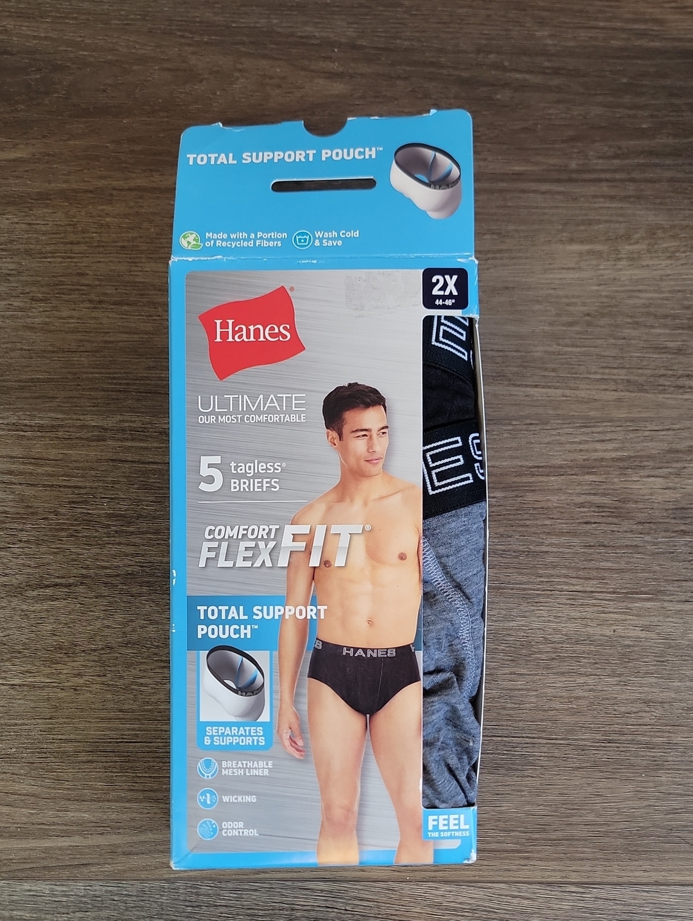 Hanes Ultimate Comfort Flex Fit 5-Pack Tagless Briefs – Black & Gray (2X) NWT